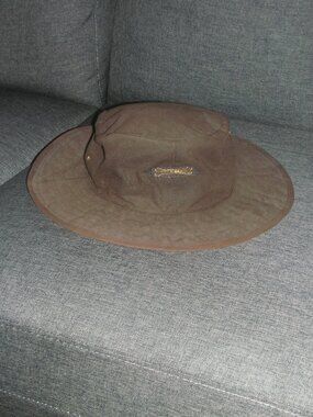 Driza-Bone Australia Oiled Waxed Cotton Canvas Brown Outdoor Bush Hat Vented XL